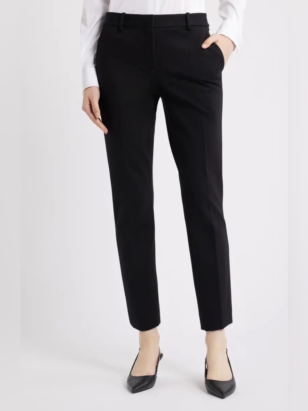 Theory Black Tailored Straight-Leg Trousers Size 6 Shell 96% Wool 4% Elastane - Picture 2 of 16